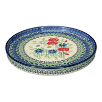 A picture of a Polish Pottery Round Tray (Perennial Bouquet) | AE93-U4968 as shown at PolishPotteryOutlet.com/products/round-tray-perennial-bouquet-ae93-u4968