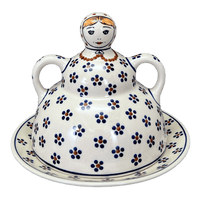 A picture of a Polish Pottery Collectible Cheese Lady (Petite Floral) | B001T-64 as shown at PolishPotteryOutlet.com/products/the-collectible-cheese-lady-petite-floral-b001t-64