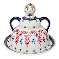 A picture of a Polish Pottery Collectible Cheese Lady (Floral Symmetry) | B001T-DH18 as shown at PolishPotteryOutlet.com/products/the-collectible-cheese-lady-floral-symmetry-b001t-dh18