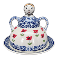 A picture of a Polish Pottery The Collectible Cheese Lady (Poppy Garden) | B001T-EJ01 as shown at PolishPotteryOutlet.com/products/the-collectible-cheese-lady-poppy-garden-b001t-ej01