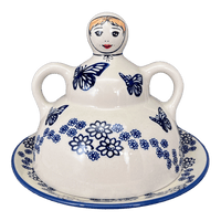 A picture of a Polish Pottery Collectible Cheese Lady (Butterfly Garden) | B001T-MOT1 as shown at PolishPotteryOutlet.com/products/the-collectible-cheese-lady-butterfly-garden-b001t-moti