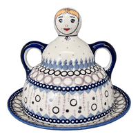 A picture of a Polish Pottery Collectible Cheese Lady (Bubble Blast) | B001U-IZ23 as shown at PolishPotteryOutlet.com/products/the-collectible-cheese-lady-iz23
