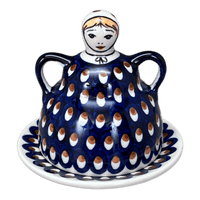 A picture of a Polish Pottery Little Lemon Lady (Pheasant Feathers) | B002T-52 as shown at PolishPotteryOutlet.com/products/little-lemon-lady-pheasant-feathers-b002t-52