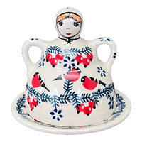 A picture of a Polish Pottery Little Lemon Lady (Red Bird) | B002T-GILE as shown at PolishPotteryOutlet.com/products/little-lemon-lady-red-bird-b002t-gile