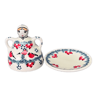 A picture of a Polish Pottery Little Lemon Lady (Red Bird) | B002T-GILE as shown at PolishPotteryOutlet.com/products/little-lemon-lady-red-bird-b002t-gile