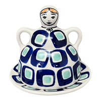 A picture of a Polish Pottery Little Lemon Lady (Blue Retro) | B002U-602A as shown at PolishPotteryOutlet.com/products/little-lemon-lady-blue-retro-b002u-602a