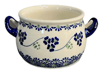 A picture of a Polish Pottery Individual Soup Tureen W/Handles (Vineyard in Bloom) | B006T-MCP as shown at PolishPotteryOutlet.com/products/individual-soup-tureen-w-handles-vineyard-in-bloom-b006t-mcp