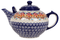 A picture of a Polish Pottery The 3 Liter Teapot (Stellar Celebration) | C001S-P309 as shown at PolishPotteryOutlet.com/products/the-3-liter-teapot-stellar-celebration