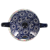 A picture of a Polish Pottery 3.5" Traditional Sugar Bowl (Poppy Persuasion) | C015S-P265 as shown at PolishPotteryOutlet.com/products/the-traditional-sugar-bowl-poppy-persuasion