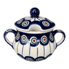 Polish Pottery 3.5" Traditional Sugar Bowl (Peacock in Line) | C015T-54A at PolishPotteryOutlet.com
