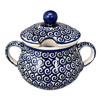A picture of a Polish Pottery The Traditional Sugar Bowl (Riptide) | C015T-63 as shown at PolishPotteryOutlet.com/products/the-traditional-sugar-bowl-riptide-c015t-63