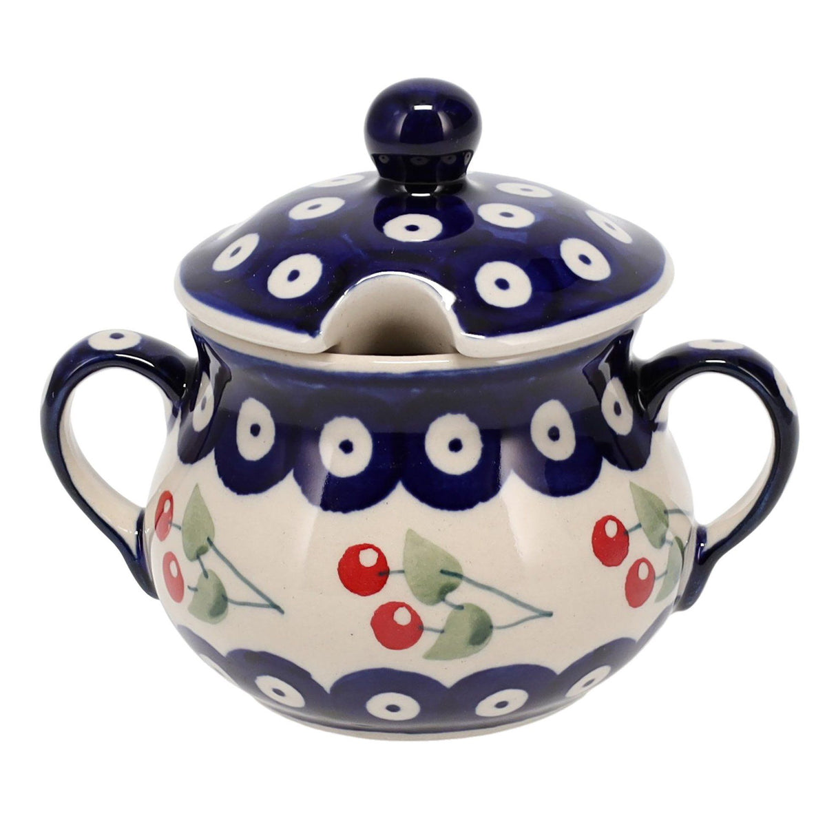 Bowl, Round, Sugar Bowl, 3.5" in "Cherry Dot" by Manufaktura | C015T-70WI