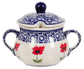 Polish Pottery 3.5" Traditional Sugar Bowl (Poppy Garden) | C015T-EJ01 Additional Image at PolishPotteryOutlet.com
