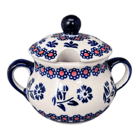 A picture of a Polish Pottery The Traditional Sugar Bowl (Swedish Flower) | C015T-KLK as shown at PolishPotteryOutlet.com/products/the-traditional-sugar-bowl-klk-c015t-klk