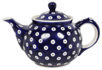 A picture of a Polish Pottery The 0.7 Liter Teapot (Dot to Dot) | C016T-70A as shown at PolishPotteryOutlet.com/products/the-7-liter-teapot-dot-to-dot