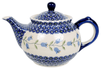A picture of a Polish Pottery The 0.7 Liter Teapot (Lily of the Valley) | C016T-ASD as shown at PolishPotteryOutlet.com/products/the-7-liter-teapot-lily-of-the-valley