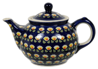 A picture of a Polish Pottery The 0.7 Liter Teapot (Tulip Azul) | C016T-LW as shown at PolishPotteryOutlet.com/products/the-7-liter-teapot-tulip-azul