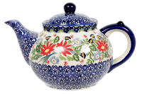 A picture of a Polish Pottery 1.5 Liter Teapot (Floral Fantasy) | C017S-P260 as shown at PolishPotteryOutlet.com/products/the-15-liter-teapot-floral-fantasy