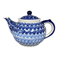 A picture of a Polish Pottery The 1.5 Liter Teapot (Tulip Blues) | C017T-GP16 as shown at PolishPotteryOutlet.com/products/the-1-5-liter-teapot-tulip-blues-c017t-gp16