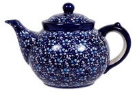 A picture of a Polish Pottery The 1.5 Liter Teapot (Blue on Blue) | C017T-J109 as shown at PolishPotteryOutlet.com/products/the-1-5-liter-teapot-blue-on-blue