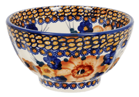 A picture of a Polish Pottery 5.5" Fancy Bowl (Bouquet in a Basket) | C018S-JZK as shown at PolishPotteryOutlet.com/products/5-5-fancy-bowl-bouquet-in-a-basket