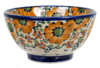 A picture of a Polish Pottery 5.5" Fancy Bowl (Autumn Harvest) | C018S-LB as shown at PolishPotteryOutlet.com/products/5-5-fancy-bowl-autumn-harvest