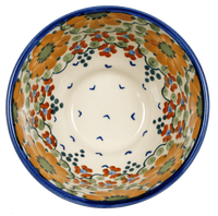 A picture of a Polish Pottery 5.5" Fancy Bowl (Autumn Harvest) | C018S-LB as shown at PolishPotteryOutlet.com/products/5-5-fancy-bowl-autumn-harvest