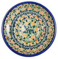 A picture of a Polish Pottery 5.5" Fancy Bowl (Perennial Garden) | C018S-LM as shown at PolishPotteryOutlet.com/products/5-5-fancy-bowl-perennial-garden