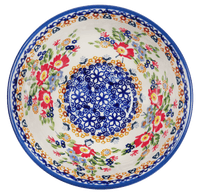 A picture of a Polish Pottery 5.5" Fancy Bowl (Poppy Persuasion) | C018S-P265 as shown at PolishPotteryOutlet.com/products/5-5-fancy-bowl-poppy-persuasion