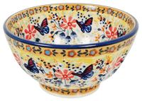 A picture of a Polish Pottery 5.5" Fancy Bowl (Butterfly Bliss) | C018S-WK73 as shown at PolishPotteryOutlet.com/products/5-5-fancy-bowl-butterfly-bliss