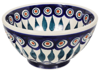 A picture of a Polish Pottery 5.5" Fancy Bowl (Peacock) | C018T-54 as shown at PolishPotteryOutlet.com/products/5-5-fancy-bowl-peacock