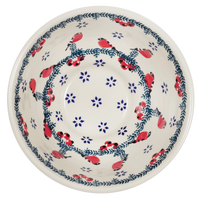 A picture of a Polish Pottery 5.5" Fancy Bowl (Red Bird) | C018T-GILE as shown at PolishPotteryOutlet.com/products/5-5-fancy-bowl-red-bird