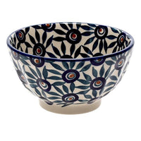 A picture of a Polish Pottery 5.5" Fancy Bowl (Peacock Parade) | C018U-AS60 as shown at PolishPotteryOutlet.com/products/5-5-fancy-bowl-peacock-parade