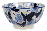 A picture of a Polish Pottery 5.5" Fancy Bowl (Blue Butterfly) | C018U-AS58 as shown at PolishPotteryOutlet.com/products/5-5-fancy-bowl-blue-butterfly