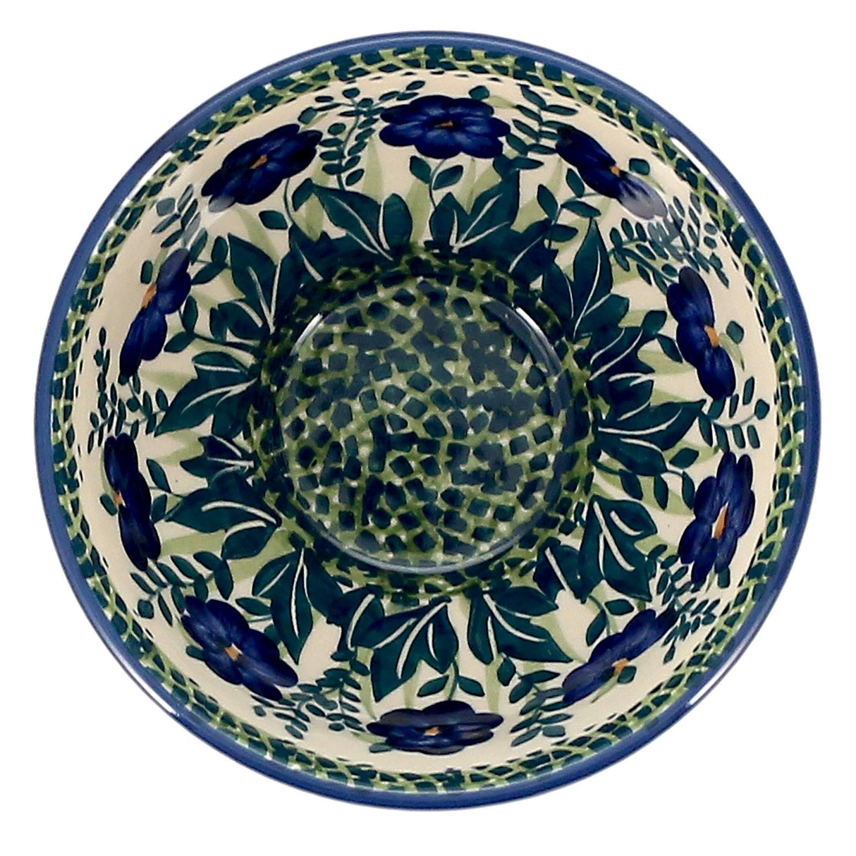 Bowl, Round, Fancy, 5.5" in "Bouncing Blue Blossoms" by Manufaktura | C018U-IM03