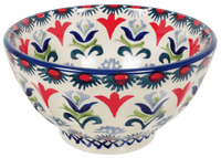 A picture of a Polish Pottery 5.5" Fancy Bowl (Scandinavian Scarlet) | C018U-P295 as shown at PolishPotteryOutlet.com/products/5-5-fancy-bowl-scandinavian-scarlet