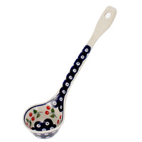 A picture of a Polish Pottery Soup Ladle (Cherry Dot) | C020T-70WI as shown at PolishPotteryOutlet.com/products/soup-ladle-cherry-dot