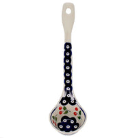 A picture of a Polish Pottery Soup Ladle (Cherry Dot) | C020T-70WI as shown at PolishPotteryOutlet.com/products/soup-ladle-cherry-dot