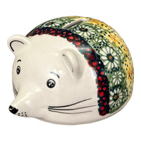 A picture of a Polish Pottery Hedgehog Bank (Sunshine Grotto) | S005S-WK52 as shown at PolishPotteryOutlet.com/products/hedgehog-bank-sunshine-grotto-s005s-wk52
