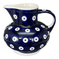 A picture of a Polish Pottery Big Belly Creamer (Dot to Dot) | D008T-70A as shown at PolishPotteryOutlet.com/products/big-belly-creamer-dot-to-dot-d008t-70a