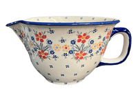 A picture of a Polish Pottery Batter Bowl (Fresh Flowers) | D014U-MS02 as shown at PolishPotteryOutlet.com/products/the-2-5-quart-batter-bowl-fresh-flowers-d014u-ms02