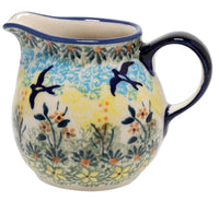 A picture of a Polish Pottery The Cream of Creamers - "Basia" (Soaring Swallows) | D019S-WK57 as shown at PolishPotteryOutlet.com/products/the-cream-of-creamers-basia-soaring-swallows-d019s-wk57