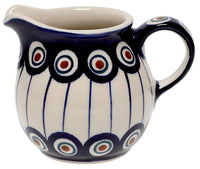 A picture of a Polish Pottery The Cream of Creamers - "Basia" (Peacock in Line) | D019T-54A as shown at PolishPotteryOutlet.com/products/the-cream-of-creamers-basia-peacock-in-lina-d019t-54a