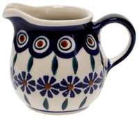 A picture of a Polish Pottery The Cream of Creamers - "Basia" (Floral Peacock) | D019T-54KK as shown at PolishPotteryOutlet.com/products/the-cream-of-creamers-basia-floral-peacock-d019t-54kk