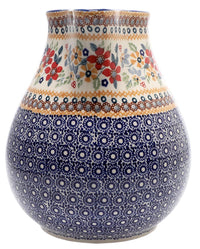 A picture of a Polish Pottery Pitcher, 3 Liter in "Ruby Duet" by Manufaktura | D028S-DPLC as shown at PolishPotteryOutlet.com/products/the-3-liter-pitcher-ruby-duet-d028s-dplc