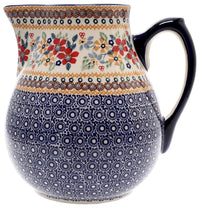 A picture of a Polish Pottery Pitcher, 3 Liter in "Ruby Duet" by Manufaktura | D028S-DPLC as shown at PolishPotteryOutlet.com/products/the-3-liter-pitcher-ruby-duet-d028s-dplc