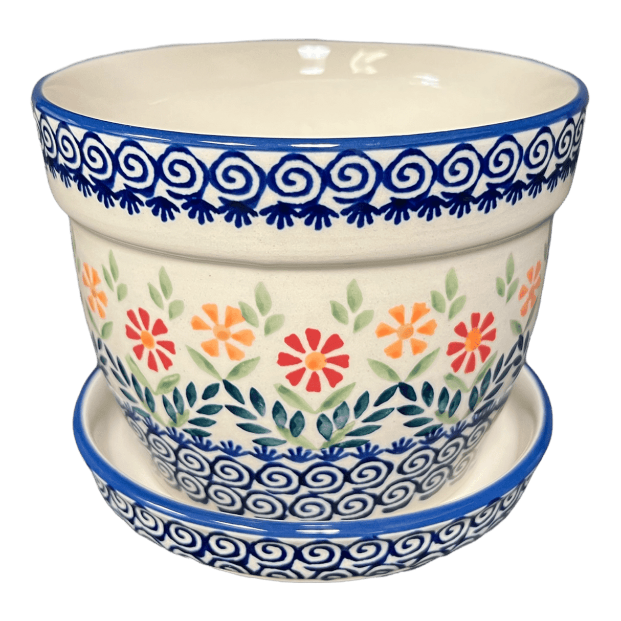 Flower Pot, with Saucer, 6" in "Flower Power" by Manufaktura | D036T-JS14