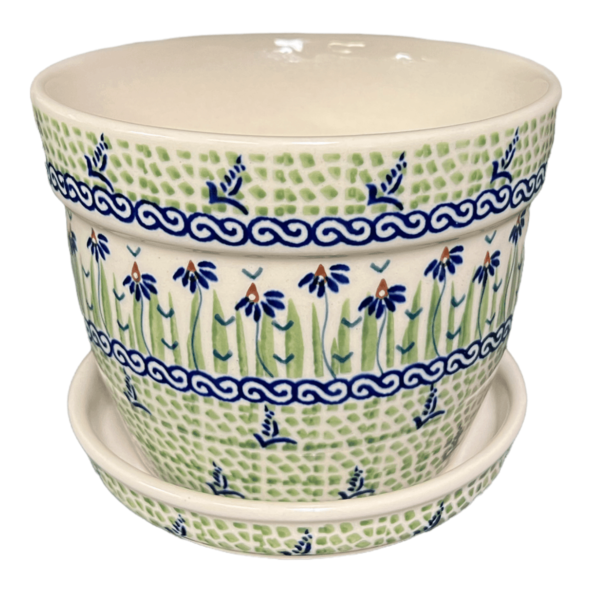 Flower Pot, with Saucer, 6" in "Riverbank" by Manufaktura | D036T-MC15