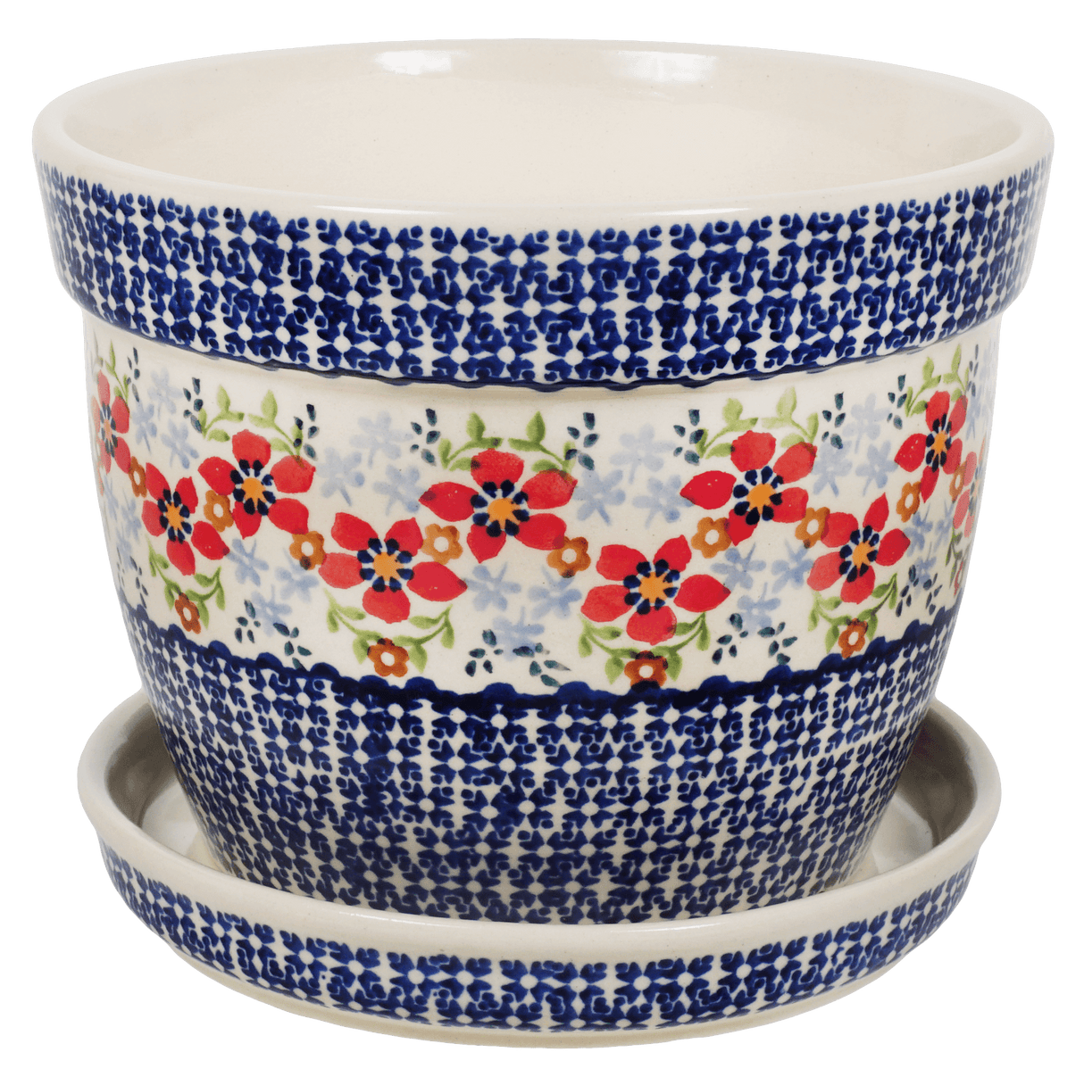 Flower Pot, with Saucer, 8" in "Summer Bouquet" by Manufaktura | D037T-MM01