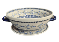 A picture of a Polish Pottery Berry Bowl (Lily of the Valley) | D038T-ASD as shown at PolishPotteryOutlet.com/products/the-boleslawiec-berry-bowl-lily-of-the-valley-d038t-asd